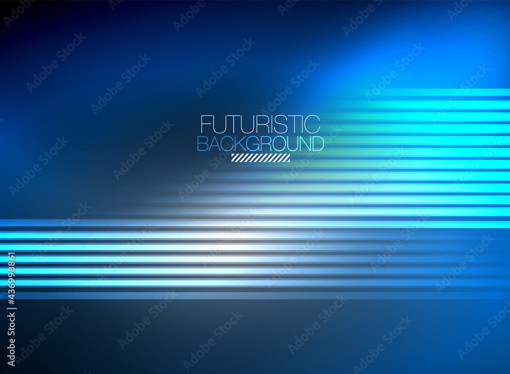 Bright neon color techno abstract background, shiny glowing neon lines in the dark background