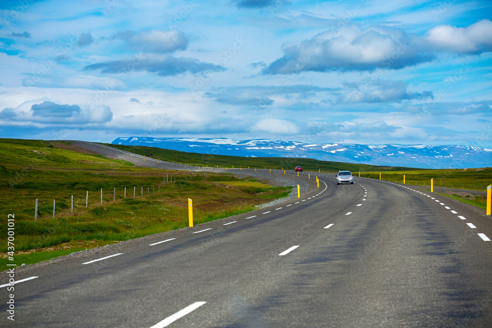 Fototapeta premium Beautiful view summer of road trip car at Westfjords in Iceland