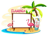 Empty banner board with summer beach elements
