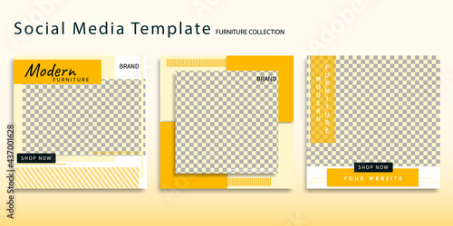 Creative Furniture social media post template in yellow background illustration vector