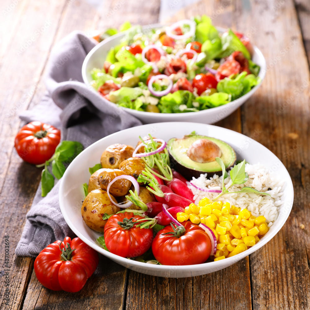assorted of vegetable salad- buddha bowl assorted of vegetable salad- buddha bowl