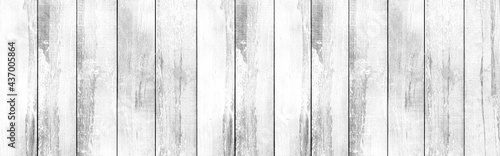 Panorama of Old white vintage wooden wall pattern and seamless background