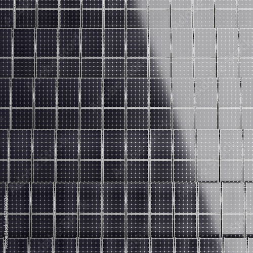 Realistic 3D Render of Solar Panel Farm