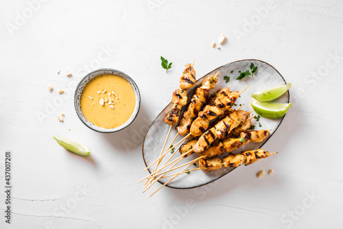 Photos Chicken grilled satay skewers