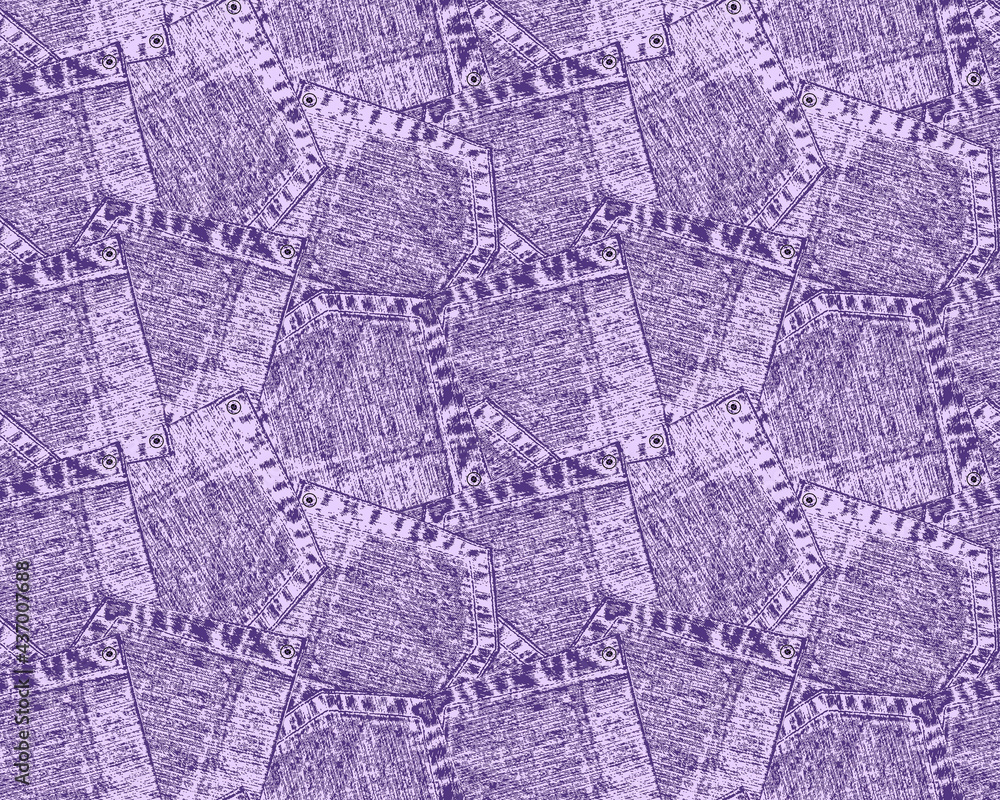 Abstract Denim Pockets Patchwork Seamless Pattern Textured Background