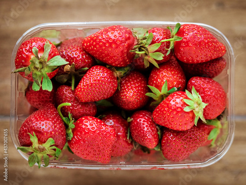 Lots of strawberries in a clear package