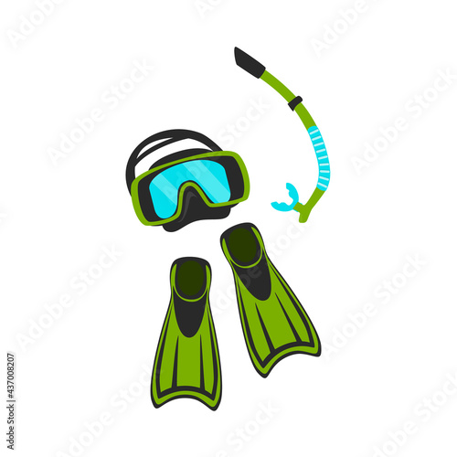 snorkeling mask and swim fins isolated vector illustration