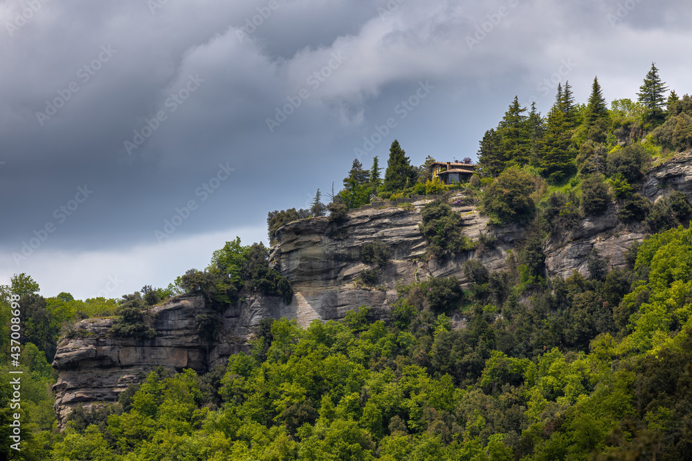 Nice valley from Spain, near village Rupit in a cloudy day Nice valley from Spain, near village Rupit in a cloudy day