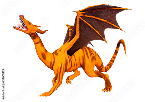 3D Rendering Fairy Tale Dragon on White