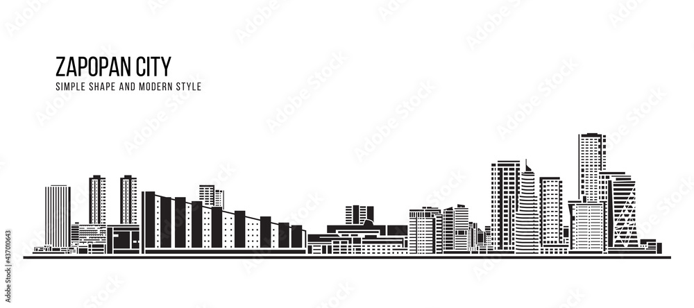Cityscape Building Abstract Simple shape and modern style art Vector design - Zapopan city