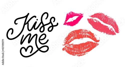 kiss me hand lettering scalable and editable vector illustration lips