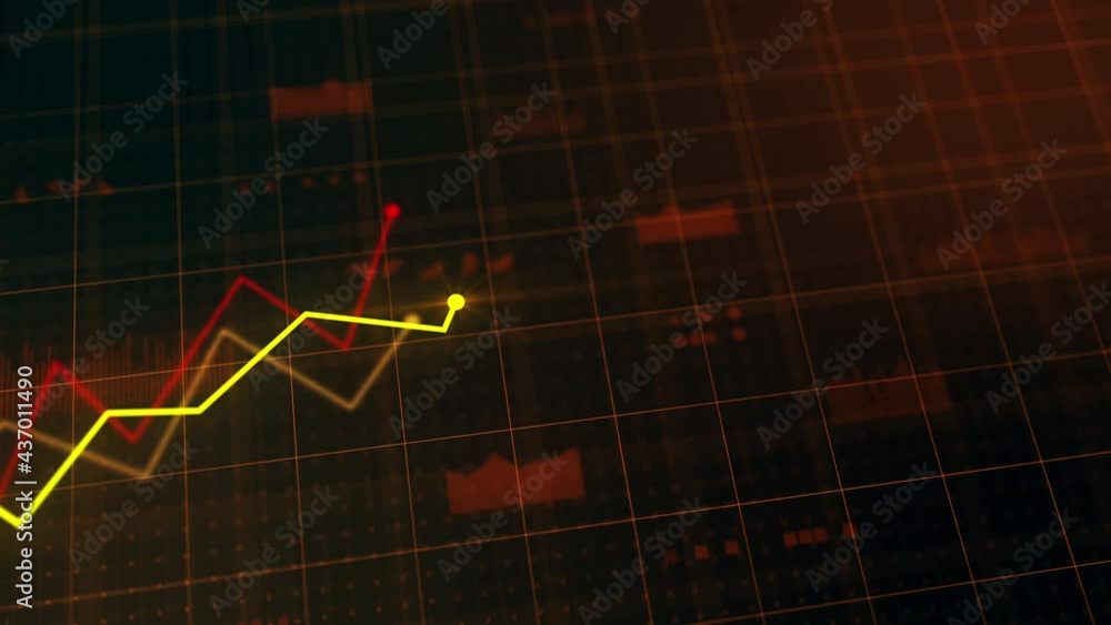 Red and yellow growing line charts for business development. Marketing ...