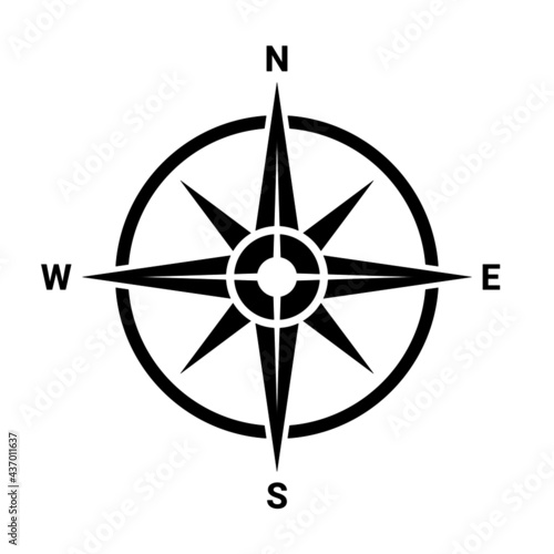 Flat compass direction illustration. Map symbol
