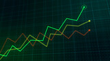 Business competition concept with line charts growing animation. Technology electronic style computer illustration with depth of field