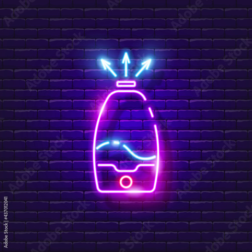 Air humidifier neon sign. Vector illustration for design. Air conditioning equipment. Home appliances concept.