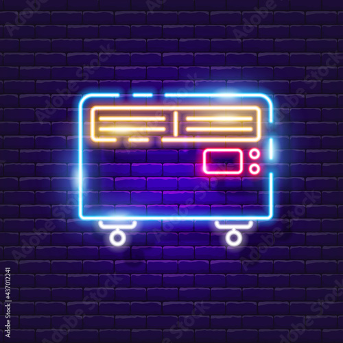 Electric Convector heater neon sign. Vector illustration for design. Air conditioning equipment.