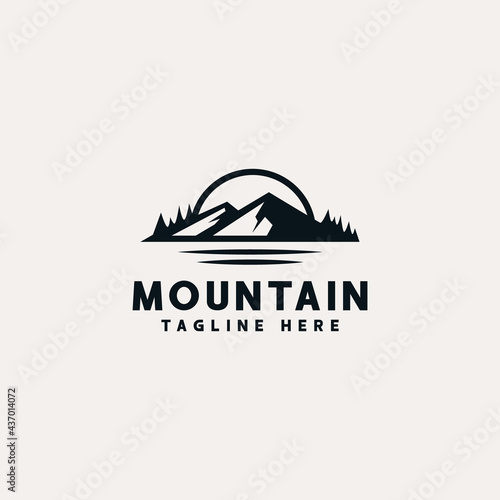 Mountain Adventure and Outdoor Vintage Logo Template. Badge or Emblem Style. Vector Illustration