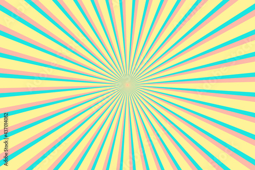 Multicolor Sunburst Pattern Background. Ray star burst backdrop. Rays Radial geometric Vector Illustration