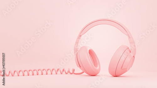 3d render of pink headphone on pink background