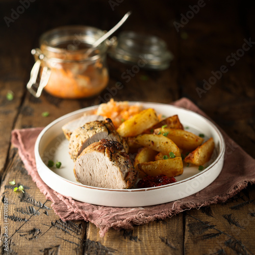 Roasted pork fillet with potato