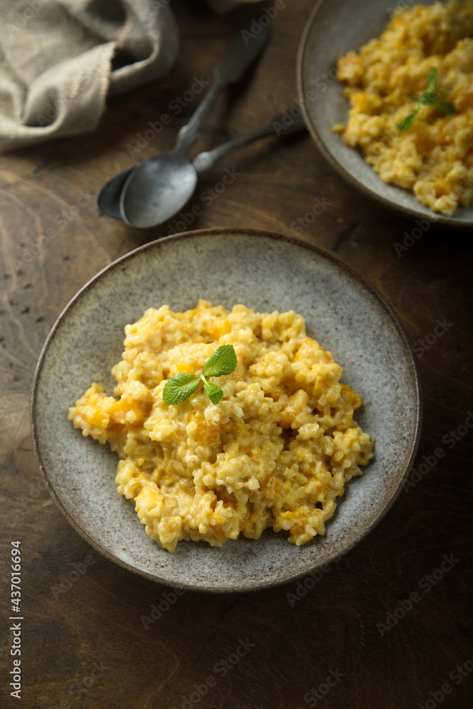 Homemade pumpkin couscous with fresh mint Homemade pumpkin couscous with fresh mint