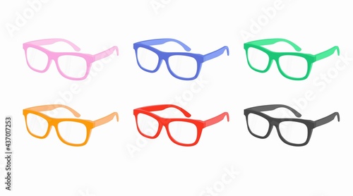 Different Color Glasses Frames. Vector isolated set of sunglasses icons