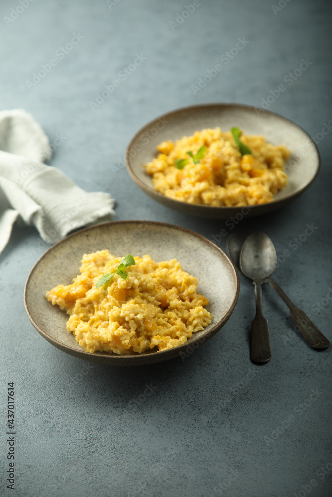 Homemade pumpkin couscous with fresh mint Homemade pumpkin couscous with fresh mint