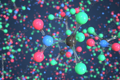 Chloropicrin molecule, conceptual molecular model. Chemical 3d rendering photo