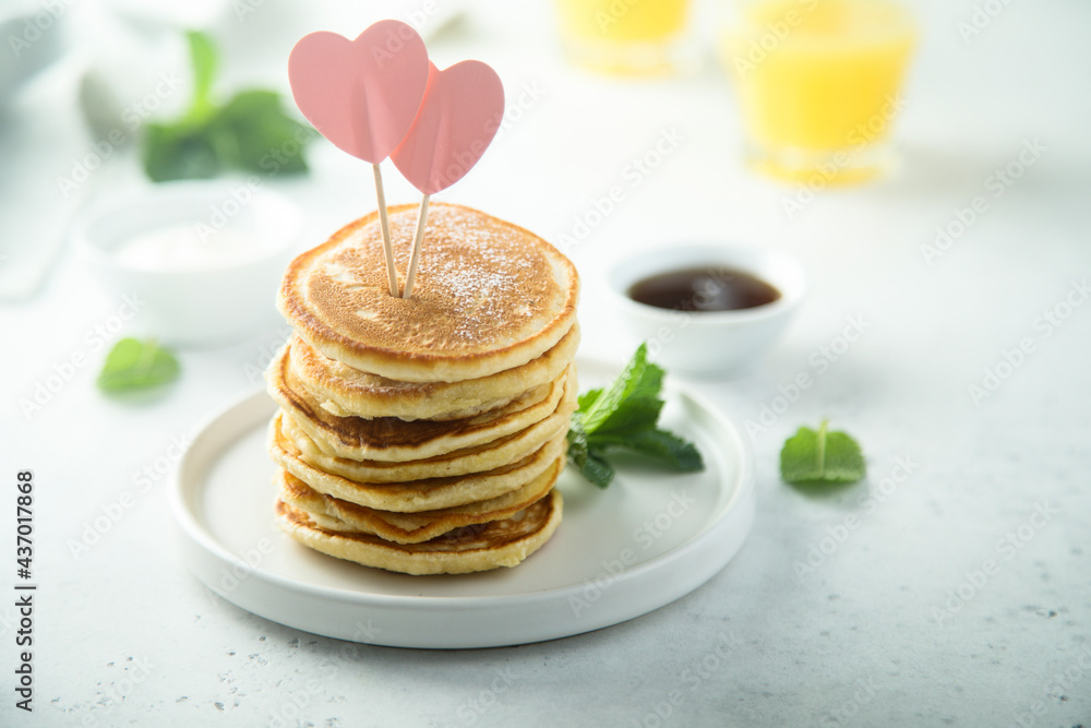 Traditional homemade pancakes with syrup Traditional homemade pancakes with syrup