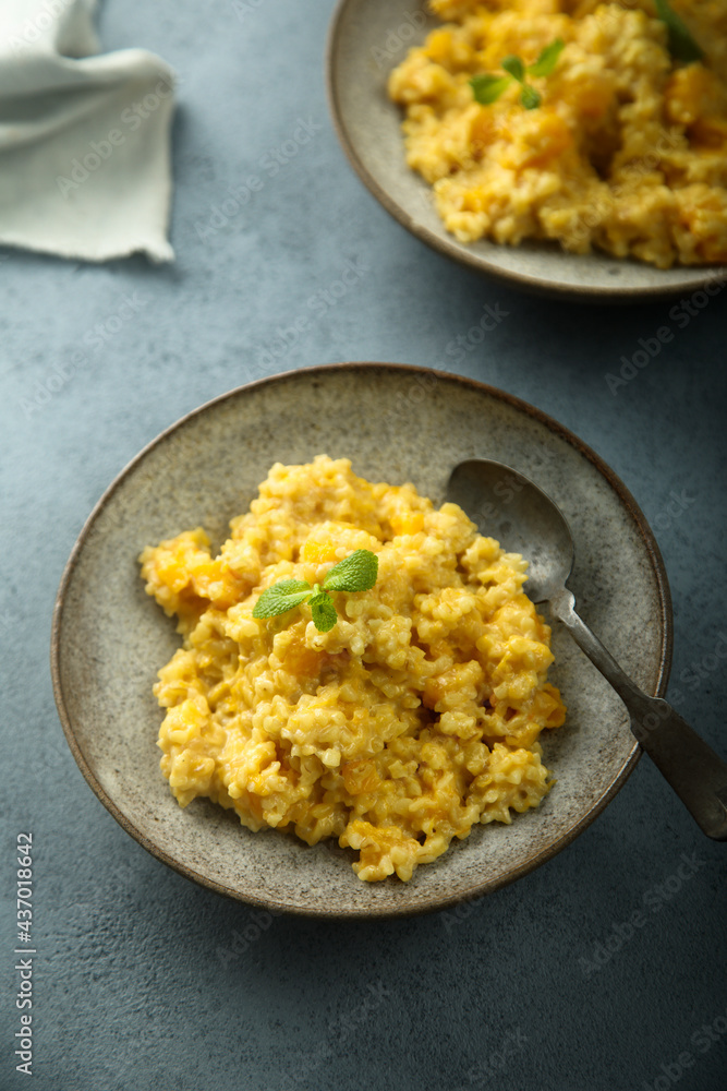 Homemade pumpkin couscous with fresh mint Homemade pumpkin couscous with fresh mint