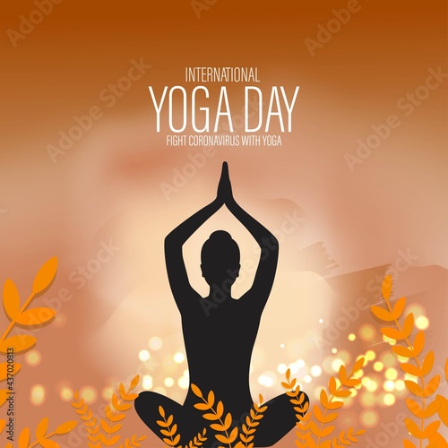 Vector illustration of International Yoga day concept banner, 21 June.