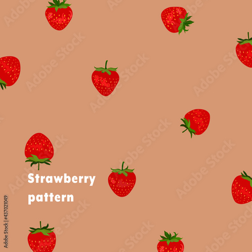 Fototapeta Naklejka Na Ścianę i Meble -  strawberry pattern with beige background