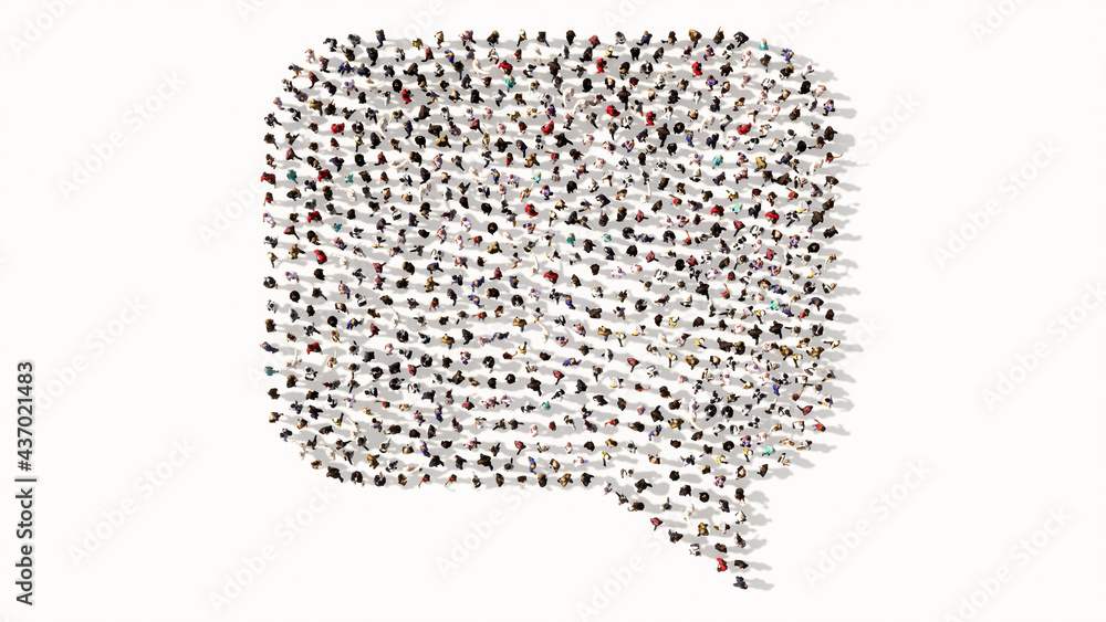 Concept conceptual large community of people forming the cloud sign. 3d illustration metaphor for communication, online talking, chatting, internet discussion Concept conceptual large community of people forming the cloud sign. 3d illustration metaphor for communication, online talking, chatting, internet discussion