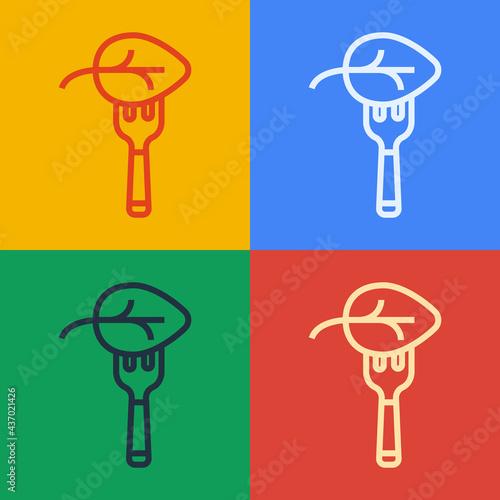 Pop art line Vegan food diet icon isolated Pop art line background. Organic, bio, eco symbol. Vegan, no meat, lactose free, healthy, fresh and nonviolent food. Vector