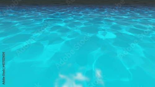 Beautiful tranquil natural vacation seascape with scenic ocean waves in tropical environment, deep clear transparent pure blue water background. A summer travel in paradise, peaceful 3D render