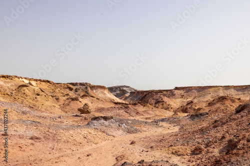 Dry and arid landscape of Sir Bani Yas Island in the Arabian Gulf, Abu Dhabi