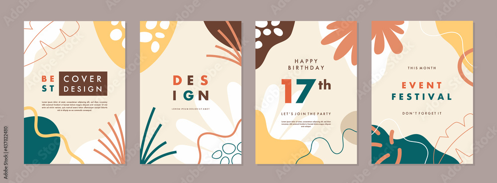 Set of abstract creative artistic templates with spring season concept. Universal cover Designs for Annual Report, Brochures, Flyers, Presentations, Leaflet, Magazine.