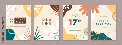 Set of abstract creative artistic templates with spring season concept. Universal cover Designs for Annual Report, Brochures, Flyers, Presentations, Leaflet, Magazine.