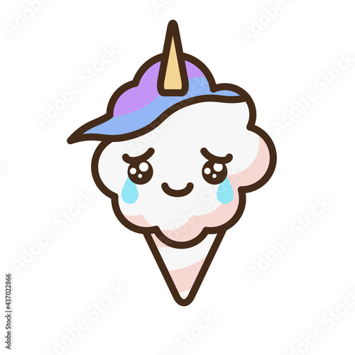 Cotton candy emoji vector character.