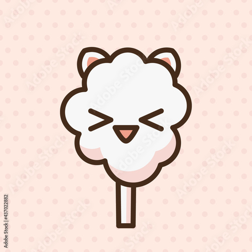 Cotton candy emoji vector character.