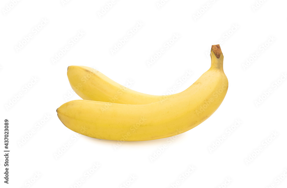 Two bananas isolated on white background