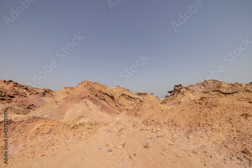 Dry and arid landscape of Sir Bani Yas Island in the Arabian Gulf  Abu Dhabi
