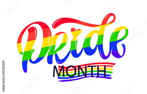 LGBT vector illustration set. Concept for pride community. Happy Pride day, Love is Love hand drawn modern lettering quote. Festival slogan. Design for poster, flyer, card, banner, web.