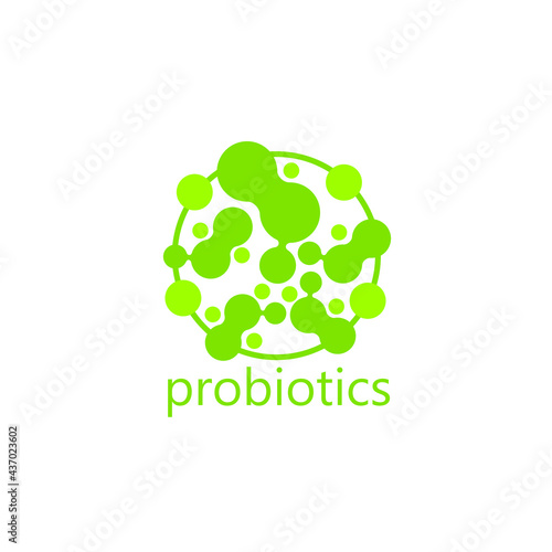 Probiotics logo. Bacteria logo. Concept of healthy nutrition ingredient for therapeutic purposes. Simple flat style trend modern logotype graphic design isolated