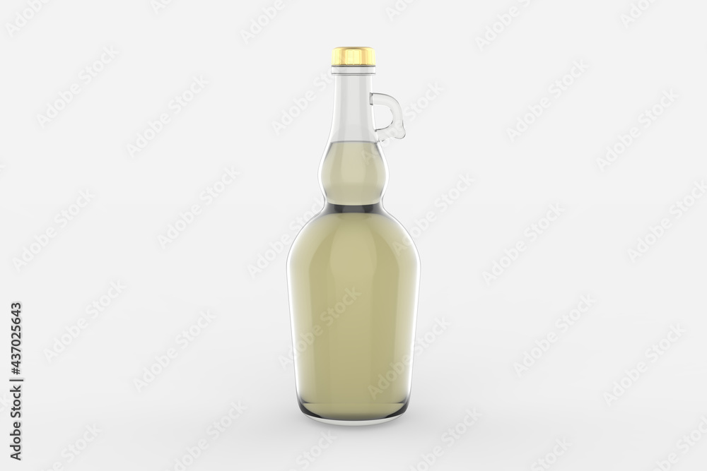750ml Clear Glass Olive Oil Bottle Mockup isolated white background. 3d illustration 750ml Clear Glass Olive Oil Bottle Mockup isolated white background. 3d illustration