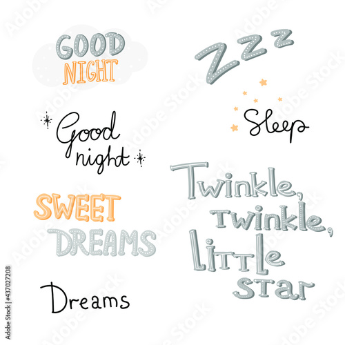 bedtime lettering on the white background