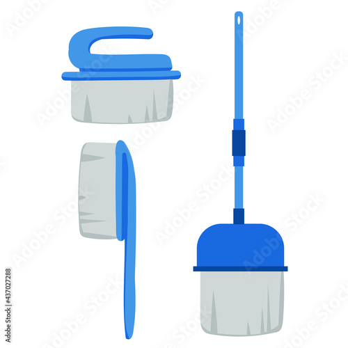 
cleaning brushes on the white background