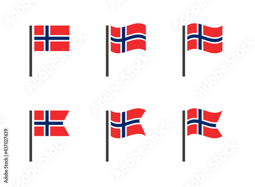 Norway flag symbols set, national flag icons of Kingdom of Norway