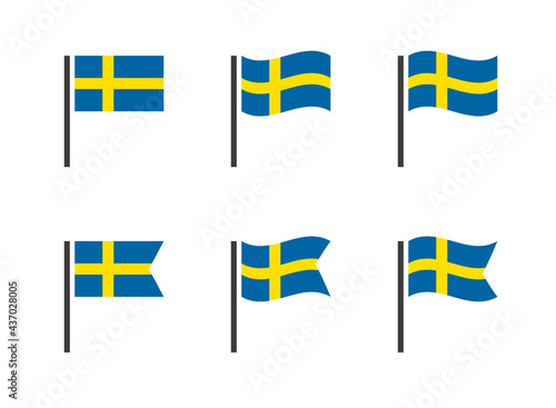 Sweden flag symbols set, national flag icons of Kingdom of Sweden