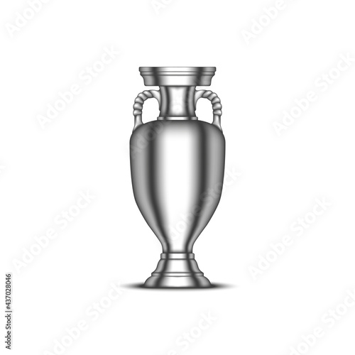 European Championship cup, football sports trophy realistic vector 3d model isolated on white background